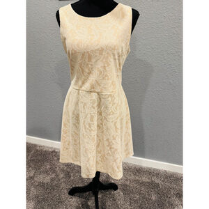 HeartSoul Women’s Beige Lace Sleeveless Dress | Fit & Flare | Size Large